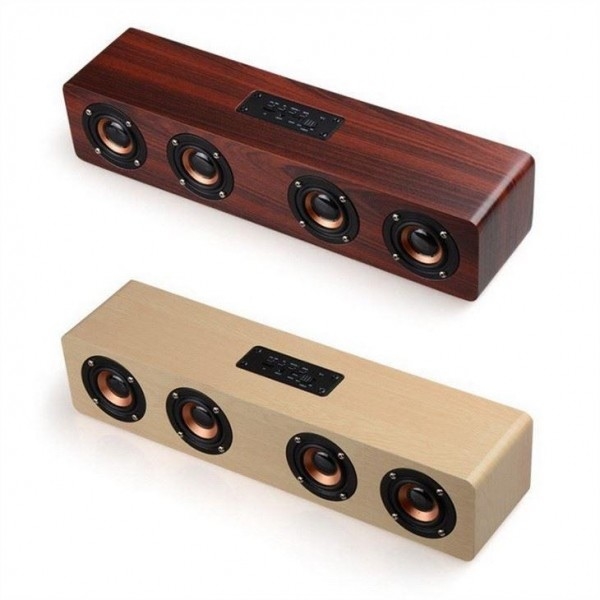 4000mah 나무 블루투스 무선 HIFI 스피커 휴대용 음악 사운드바 TV용 AUX 핸즈프리