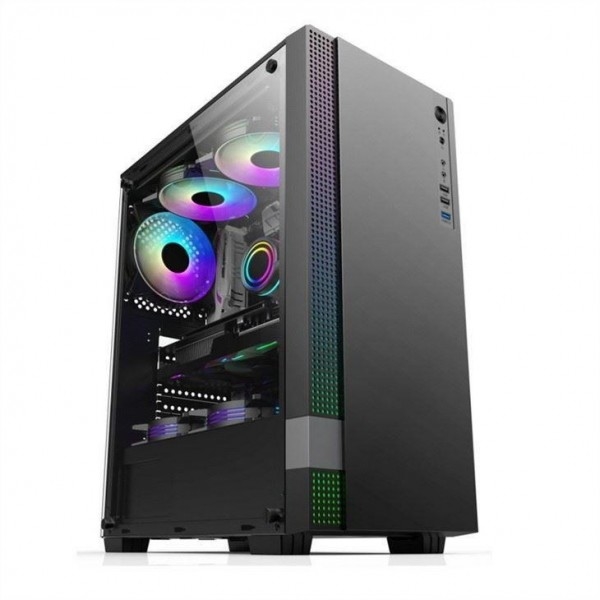 미드 타워 PC 게임 케이스 ETEK 미드 타워 PC 게임 ATX 컴퓨터 케이스 지원 6 ARGB 팬, 템퍼드 글래스 사이드 판델.