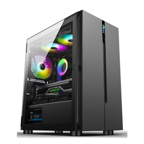 ETEK 컴퓨터 케이스 - 열 수 있는 왼쪽 패널 전원 공급 하단 마운트 설치 가능한 RGB 팬 단순하고 관대한 패널