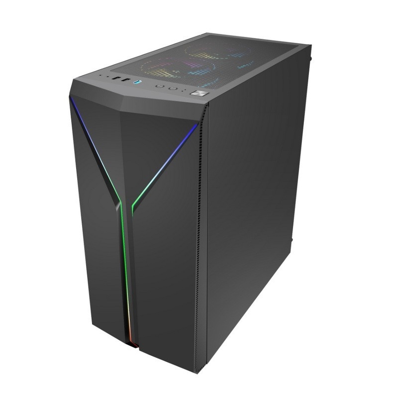 ETEK 스타일리시 컴퓨터 케이스 대칭 ARGB LED 스트립 템퍼드 글래스 사이드 패널 위 I/O 패널