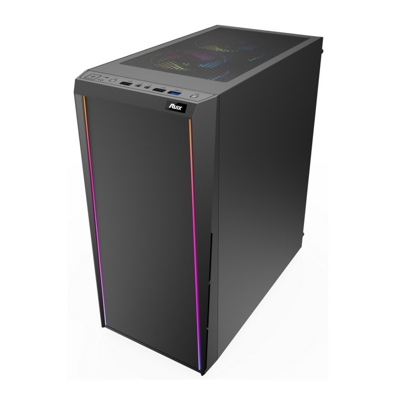 ETEK - 데스크톱 컴퓨터 케이스 전면 패널에 ARGB LED 스트립, 사이드 패널 상단 I / O 패널에 온화 유리