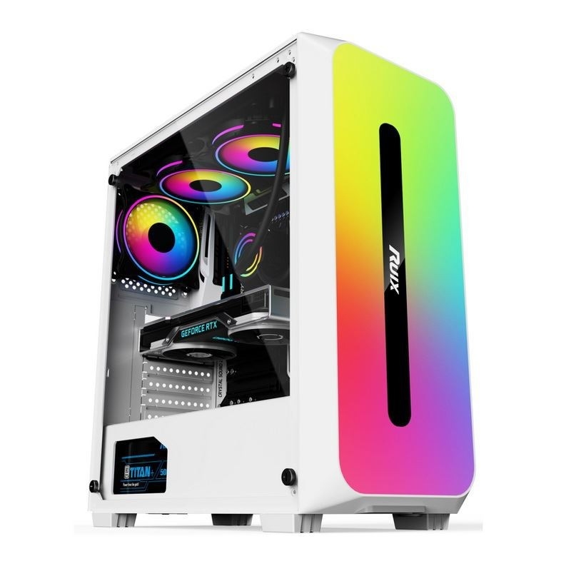 Micro ATX/ATX/ITX CASE Dazzle ARGB 효과 전면 패널 하단 장착 전원 공급 장치(흑백)