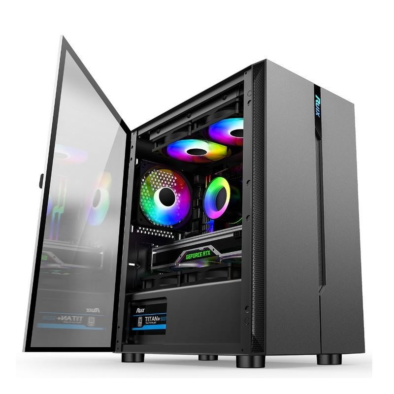 ETEK 컴퓨터 케이스 - 열 수 있는 왼쪽 패널 전원 공급 하단 마운트 설치 가능한 RGB 팬 단순하고 관대한 패널