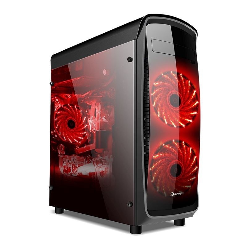 ETEK ATX 중탑 케이스 아크릴 전면 및 측면 패널 전체 사이드 뷰 흑백