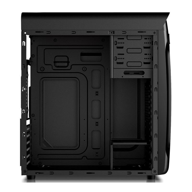 ETEK ATX 중탑 케이스 아크릴 전면 및 측면 패널 전체 사이드 뷰 흑백
