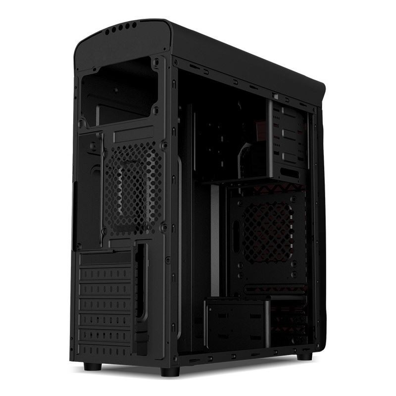 ETEK ATX 중탑 케이스 아크릴 전면 및 측면 패널 전체 사이드 뷰 흑백