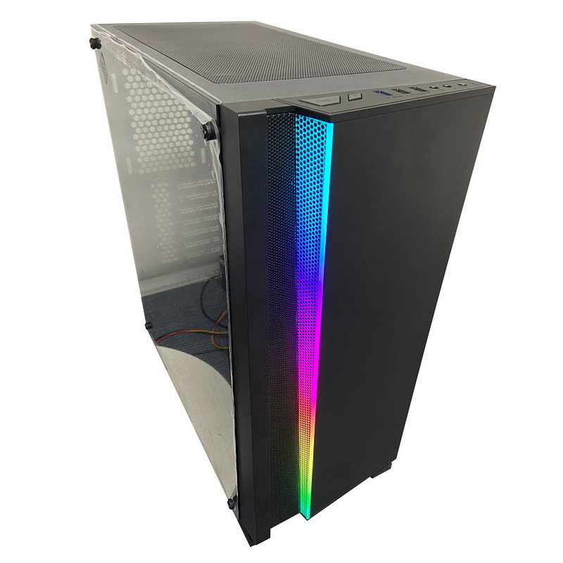 ATX ITX 컴퓨터 캐비넷 RGB 타임 터널 풀타워 유리 PC 경우 36 센티미터 냉각 장치