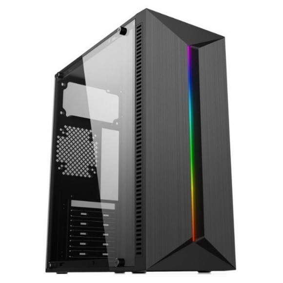 RGB 광띠와 아크릴 패널 ATX 컴퓨터 캐비넷 RGB 게임 PC 경우 검은 섀시 프론트 ABS 패널