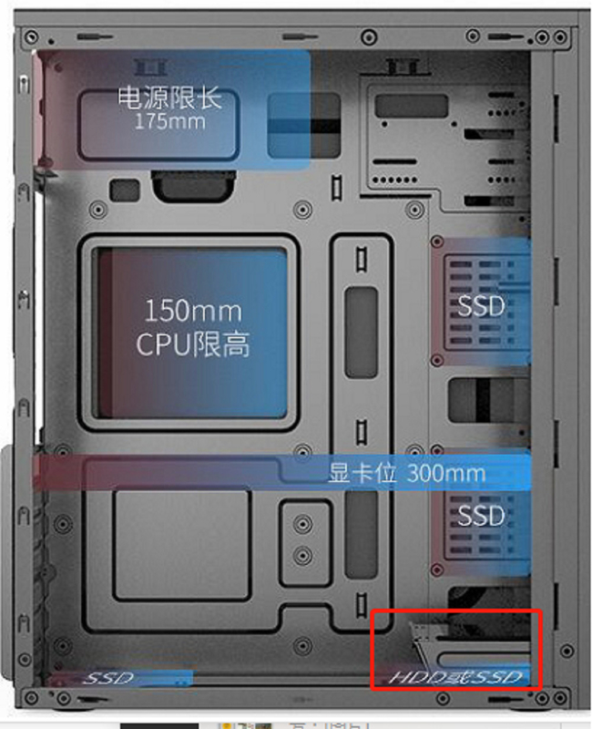 컴퓨터 케이스 지원 ATX 마이크로 ATX 및 ITX 메인보드 7 확장 슬롯 1 HDD 및 2 SSD의 설치 지원