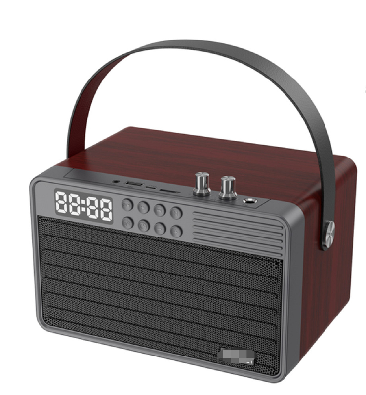 블루투스 AUX TF 카드 U 디스크 FM 라디오 무선 마이크 목재 ABS 철 Mesh 물질 2400mAh 배터리