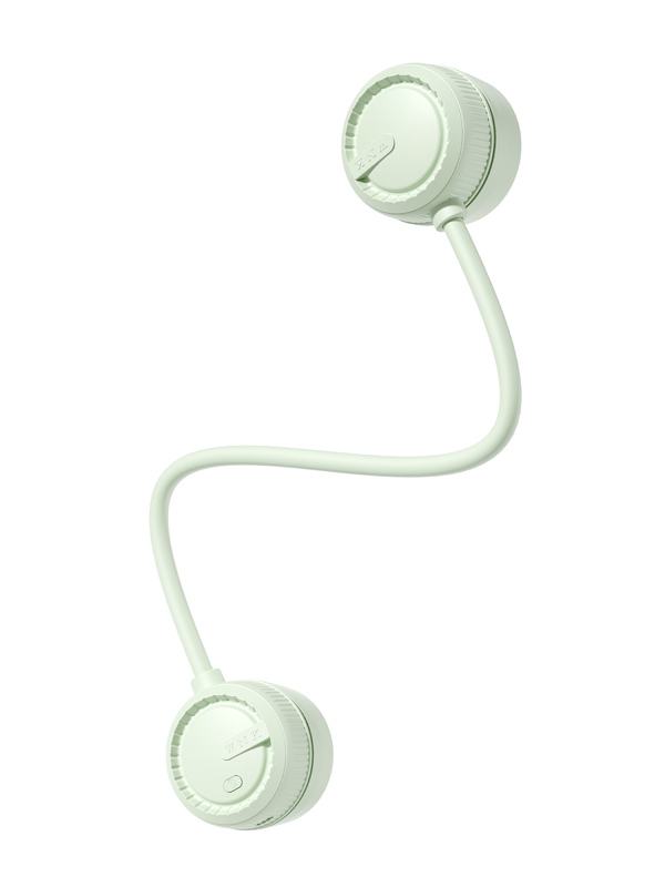 세 레벨의 부드러운 바람 360도 공기 흐름 유니버설 Hose 1000mAh 배터리 TYPE-C 충전 휴대용 팬 흰색과 민트 녹색