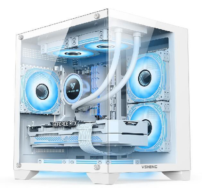 파노라마 디자인 RGB 조명 마이크로 ATX / 미니 ITX를 지원합니다 330mm GPU 4 슬롯 및 170mm CPU 냉각기 6 팬 마운트