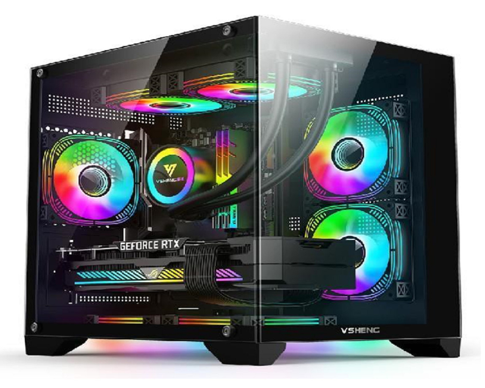 파노라마 디자인 RGB 조명 마이크로 ATX / 미니 ITX를 지원합니다 330mm GPU 4 슬롯 및 170mm CPU 냉각기 6 팬 마운트