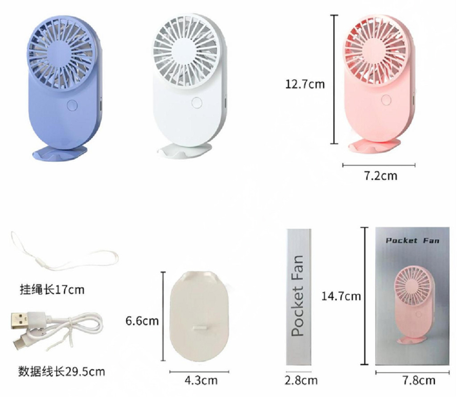 핑크 화이트 블루 캔디 디자인 휴대용 팬 115g 로니어드 및 베이스 3와 함께 바람 속도 500mAh 배터리 C형 빠른 충전