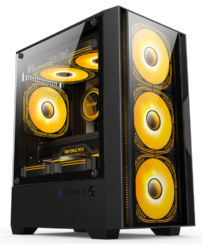M-ATX/ITX 메인보드와 호환성 듀얼 모드 설치 5 팬 레이아웃 파노라마 사이드 라이트 컴퓨터 케이스 중급 게이머