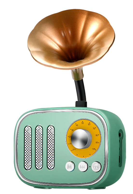 블루투스 스피커 블루투스 AUX TF 카드 및 FM 라디오 재생 1200mAh 배터리 미니 레트로 트럼펫 디자인 125 × 66 × 205mm