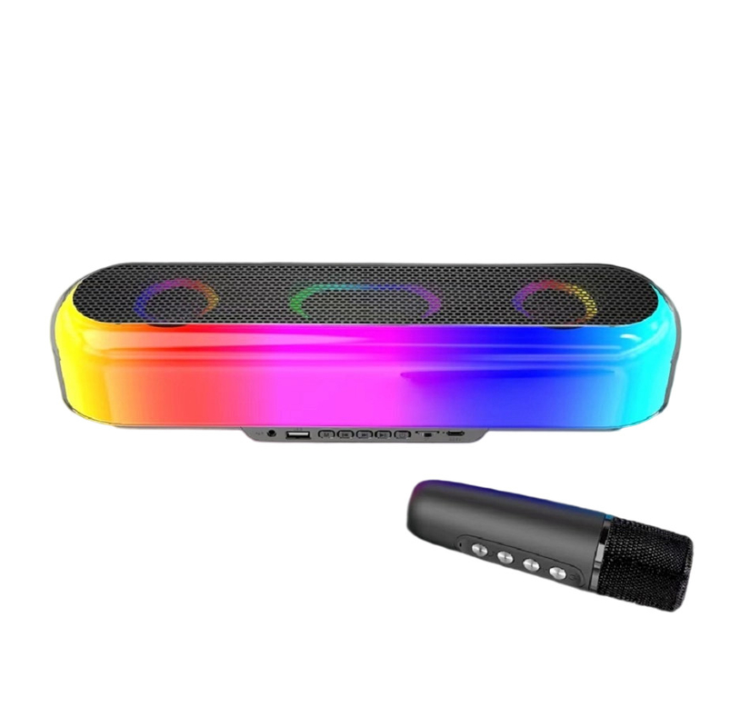 10W RMS 전력 52mm 스피커 1500mAh 배터리 블루투스 TF 카드 최대 32GB FM 라디오까지 지원 다채로운 LED 조명