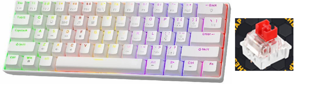 커스터마이징 가능한 RGB 백라이트, 핫스변이 가능한 스위치 및 USB 연결을 갖춘 컴팩트 68 키 기계 키보드