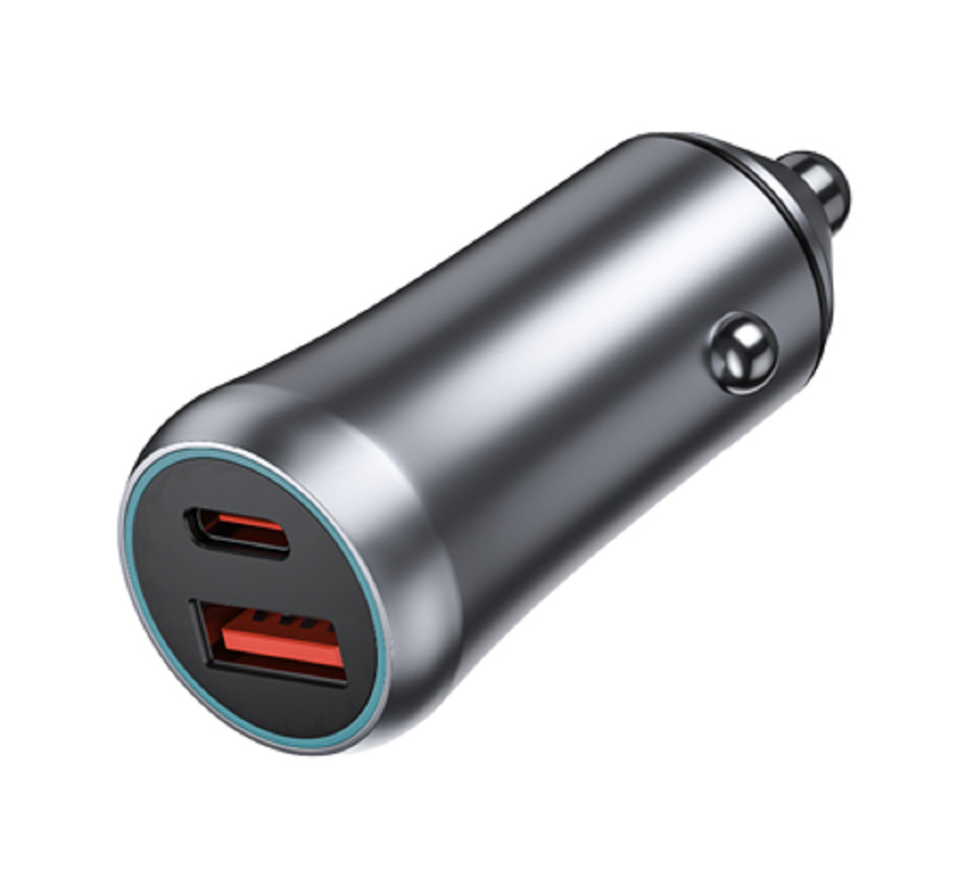 48W 듀얼 포트 USB-C 자동차 충전기, 12-24V DC 입력 ABS + PC 방화