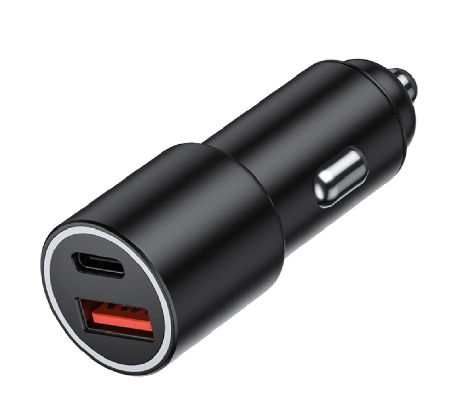 48W 듀얼 포트 USB-C 자동차 충전기, 12-24V DC 입력 ABS + PC 방화