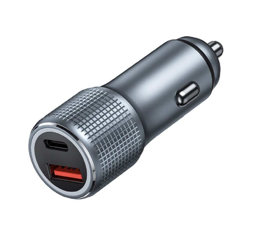 48W 듀얼 포트 USB-C 자동차 충전기, 12-24V DC 입력 ABS + PC 방화
