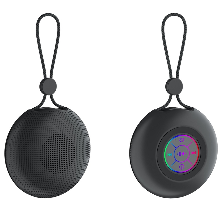 IPX4 방수 RGB 조명, 걸이 끈 디자인, 52mm 드라이버, 5W 출력, Type-C 충전 방식의 휴대용 블루투스 5.3 스피커