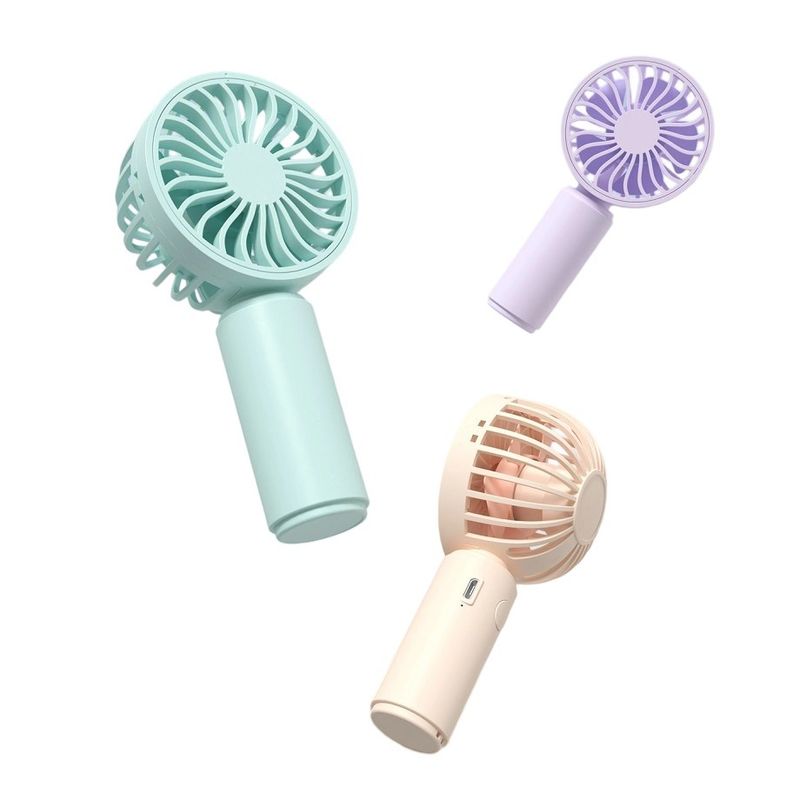 미니 휴대용 선풍기 300mAh 배터리 1시간 사용 1.5시간 Type-C 충전 지원 스위치 후면 위치 핑크 블루 퍼플