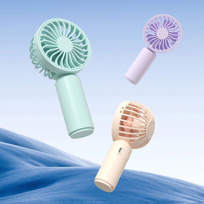 미니 휴대용 선풍기 300mAh 배터리 1시간 사용 1.5시간 Type-C 충전 지원 스위치 후면 위치 핑크 블루 퍼플