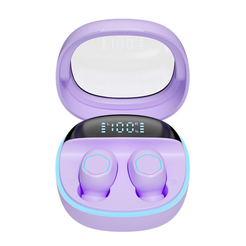 ETEK 투명 뚜껑 LED 디스플레이 무선 이어폰 BT 5.3 터치 컨트롤 이어폰 F10 스피커 블랙 화이트 퍼플