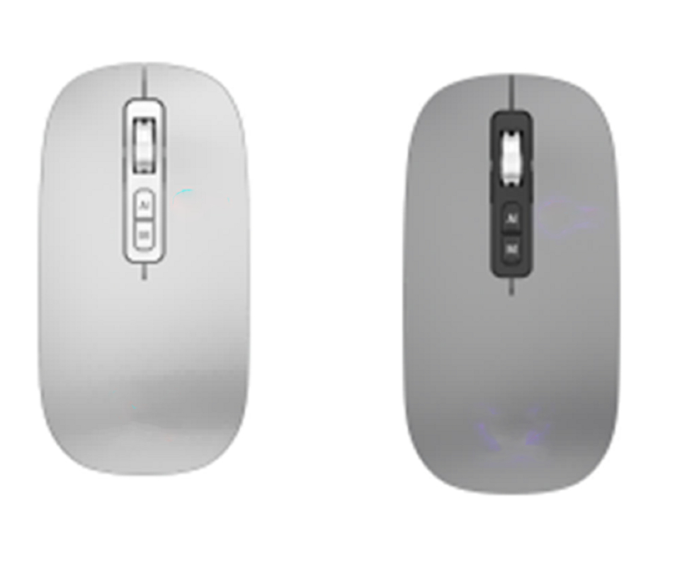 2.4G 무선 및 블루투스 AI 마우스는 800/1200/1600 DPI 설정을 제공합니다 투명 실버 그레이