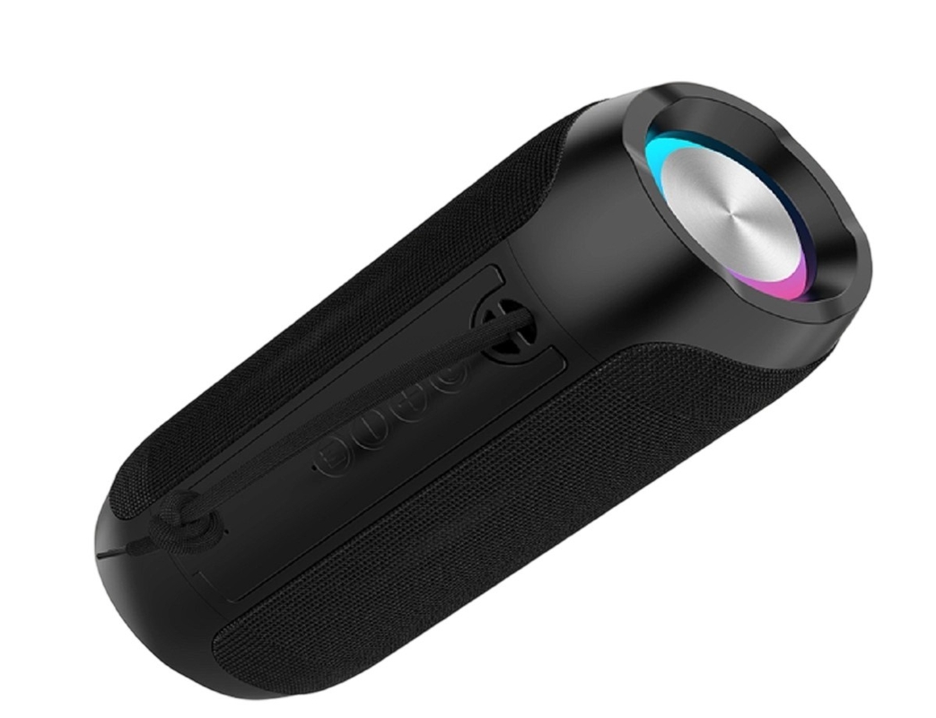 쿼드 컬러 블랙 그레이 레드 블루 스피커, ABS+실리콘, 듀얼 45MM 5W 드라이버, IPX4 방수, 1200mAh 배터리, RGB 라이트