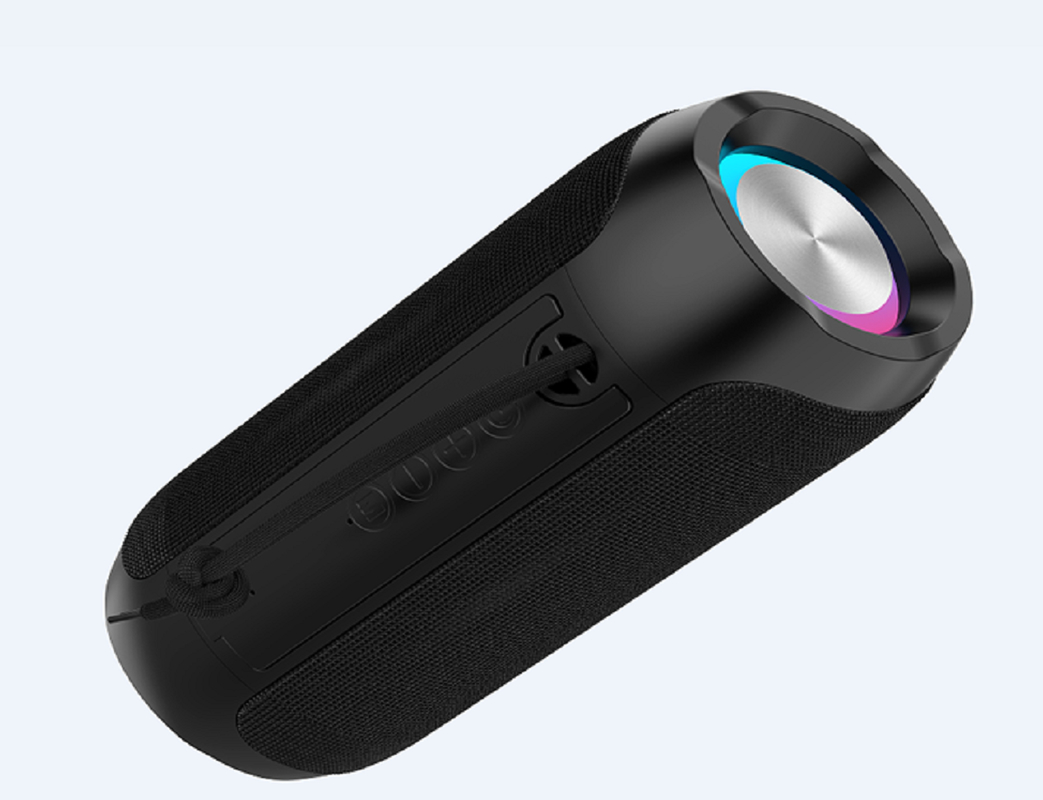 쿼드 컬러 블랙 그레이 레드 블루 스피커, ABS+실리콘, 듀얼 45MM 5W 드라이버, IPX4 방수, 1200mAh 배터리, RGB 라이트