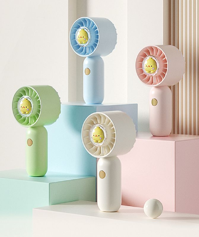3단 속도 끈 부착 휴대용 선풍기 500mAh 배터리 Type-C 고속 충전 화이트/그린/블루/핑크 색상 선택