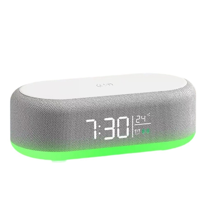 ETEK 블루투스 5.3 다기능 스피커, 템퍼 디스플레이, 시계, 1200mAh 배터리, 15W 무선 충전, 52mm 5W 드라이버