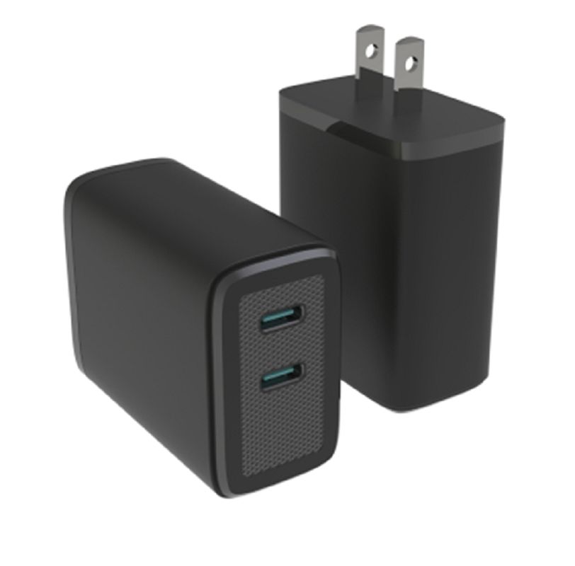 듀얼 USB-C GaN 충전기, 65W 최대 출력 PD, 멀티 프로토콜, 110-240V 글로벌 전압, 블랙/화이트