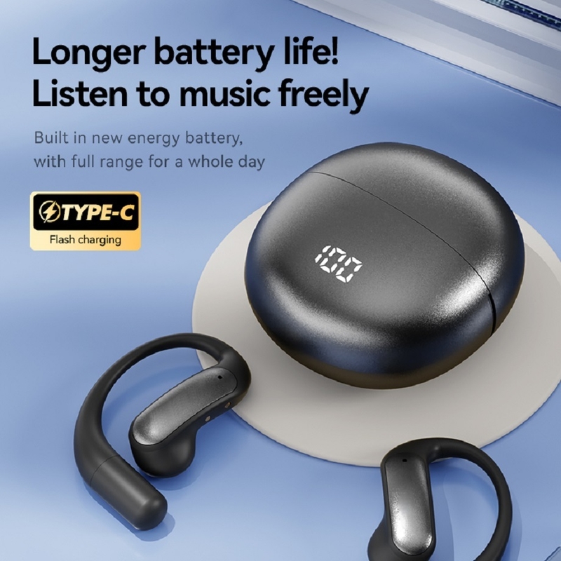 ETEK OWS 오픈 이어폰 40mAh 배터리 충전 케이스 500mAh 보호 배터리 검은 자주색 은