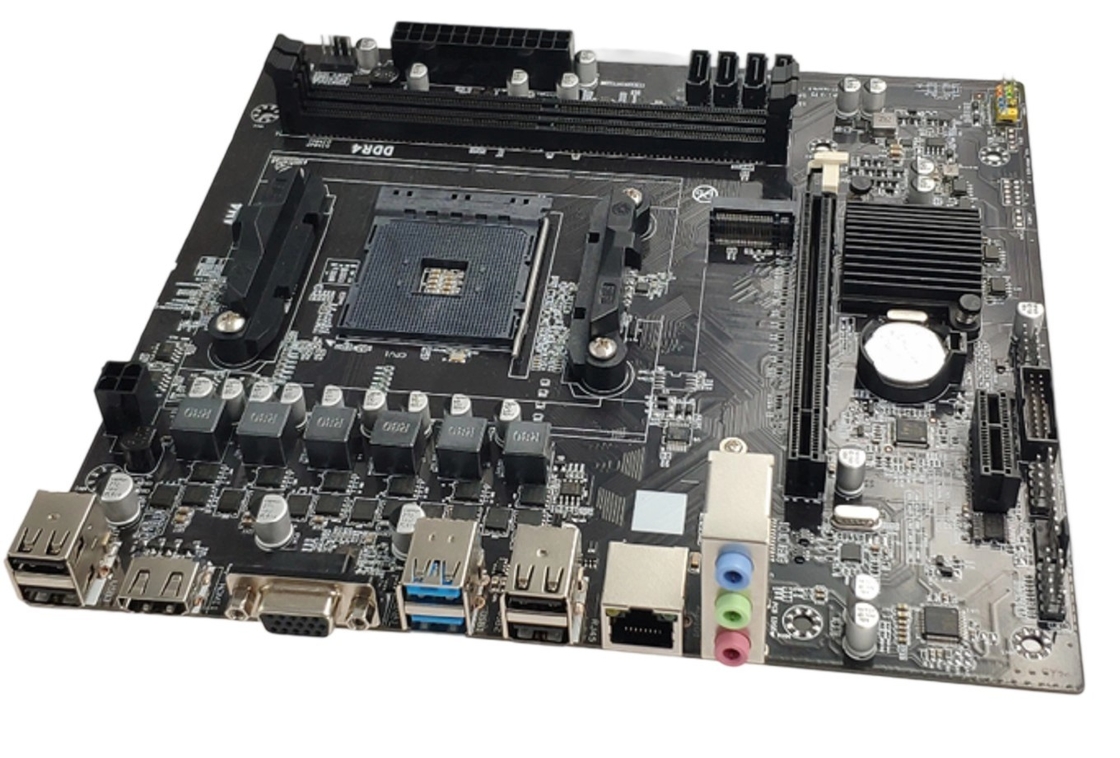M-ATX AM4 메인보드 라이젠3/5 CPU 듀얼 DDR4 슬롯 4*SATA3.0 포트 VGA+HDMI 디스플레이 출력 및 3*3.5mm 오디오 잭