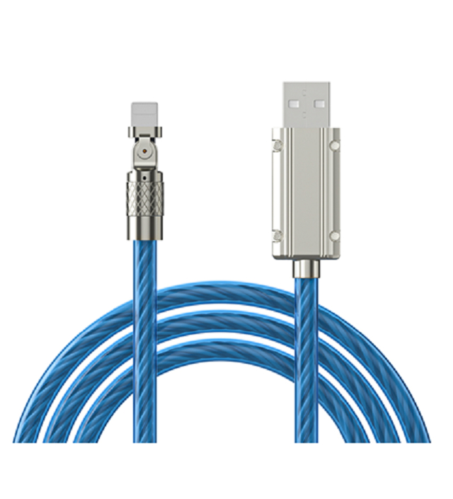 ETEK 1M 회전식 LED 라이트 케이블, TPE, 4 코어, 고속 충전 및 데이터, 아연 합금, 흰색/파란색/빨간색/녹색