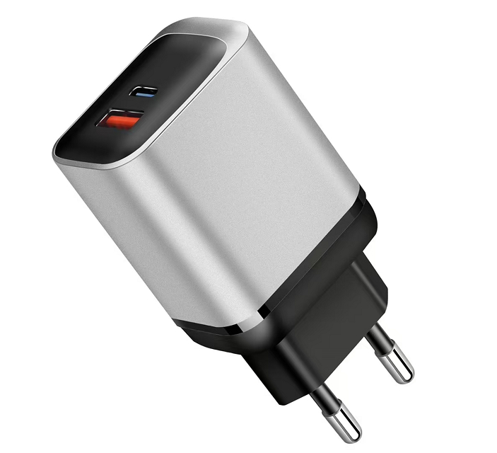 ETEK 30W 듀얼 포트 GaN 고속 충전기 (PD+PPS+QC 포함, 1USB-C+1USB-A), 입력 110-240V AC, 블랙/화이트