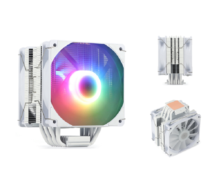 ETEK 6 파이프 RGB CPU 냉각기, 듀얼 120mm PWM 팬, AMD를 지원, 153*100*122mm, 게임 및 고성능 데스크톱에 이상적입니다