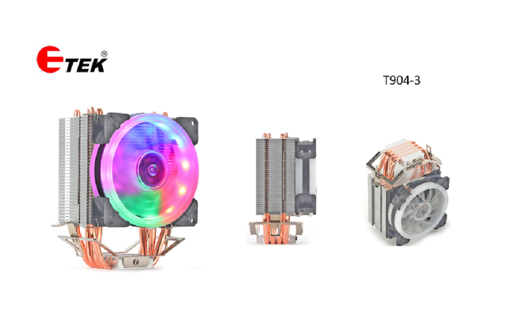 ETEK 4-Heatpipe CPU 냉각기, 92mm 팬, 고정 RGB, 수압 베어링, 예산 빌드 및 작은 형태 요소 PC에 이상적입니다.