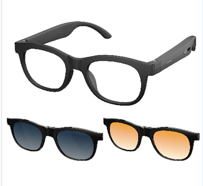 AI 스마트 오디오 안경 실시간 번역 및 인터콤, 듀얼 실리콘 마이크, 자기 충전, 80mAh*2 배터리