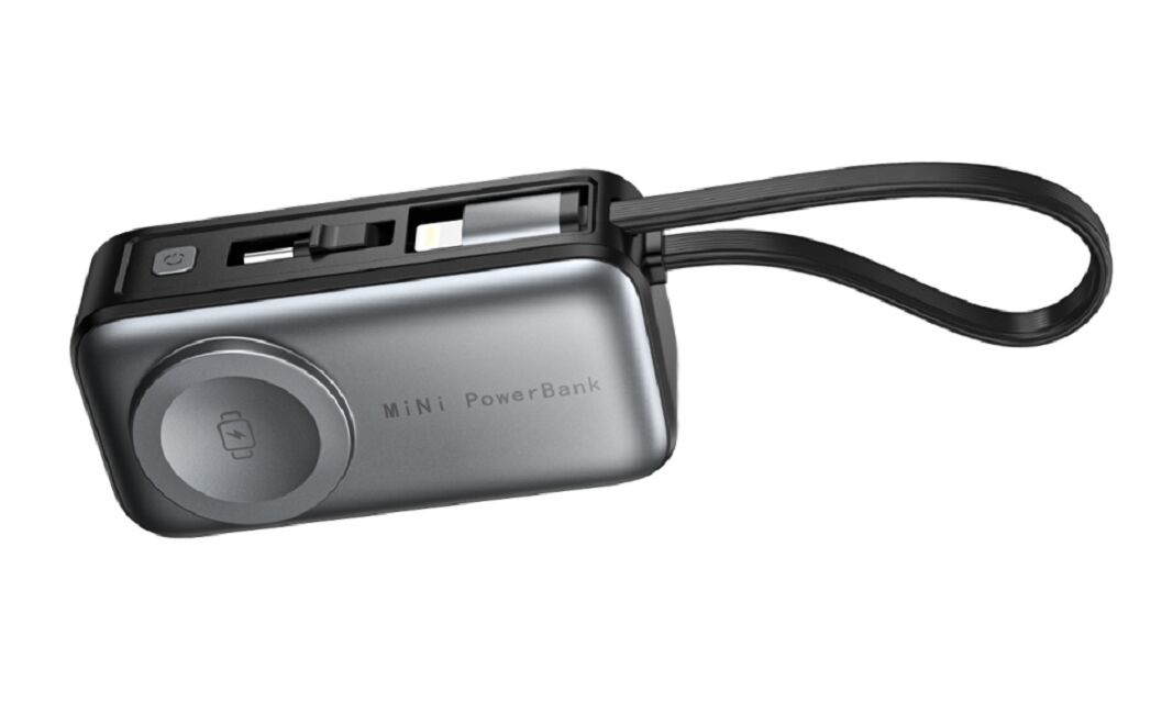 5000mAh 미니 무선 보조 배터리, 18W PD, 시계 2.5W, 듀얼 입력 (USB-C+Lightning), 화이트/실버 & 블랙/그레이