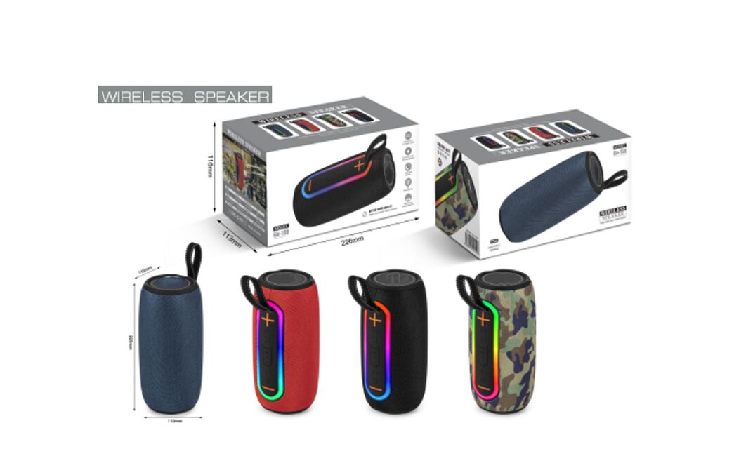 휴대용 블루투스 스피커, 지일리 5.3, 10W, LED Marquee, TWS, FM/USB/TF, 1200mAh, ABS+Cloth