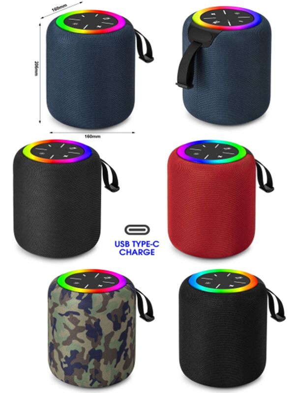 휴대용 블루투스 스피커,25W 스테레오, 2400mAh, LED 마키, TWS, FM/USB/TF, ABS+Cloth