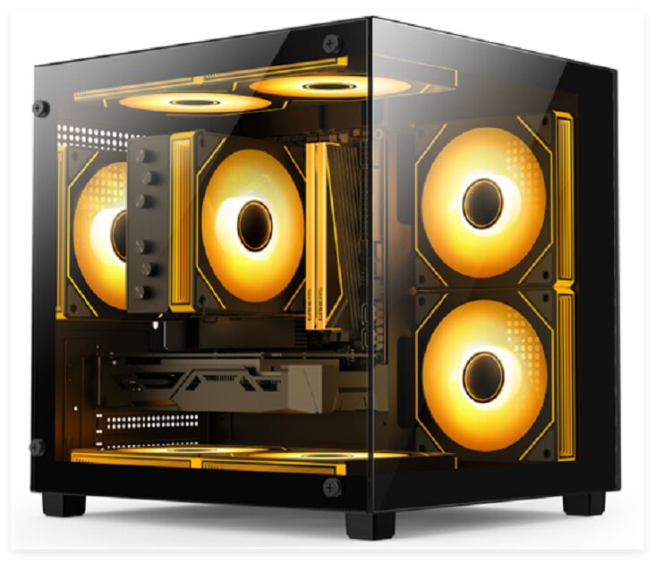 콤팩트 유리 PC 케이스, 마이크로 ATX/ITX, 240mm 물 냉각, 최상위 먼지 필터, 검은색