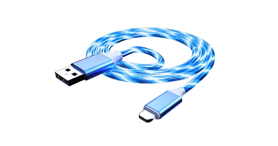 LED 빛 충전 케이블,1M, 3.5mm OD, 알루미늄 합금 커넥터, 복합 구리, 다채로운 RGB 빛, 흰색 / 파란색 / 빨간색 / 녹색