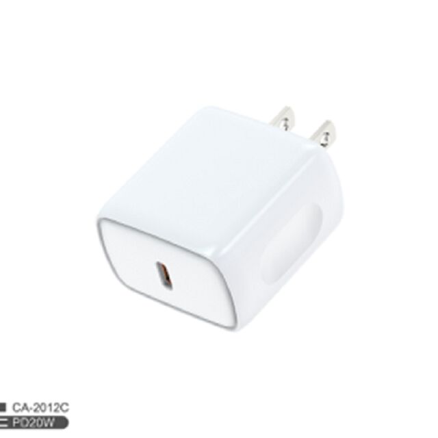 20W PD USB-C 충전기, 미국 플러그, 100-240V 글로벌 입력, 빨강/보라/파랑/흰색