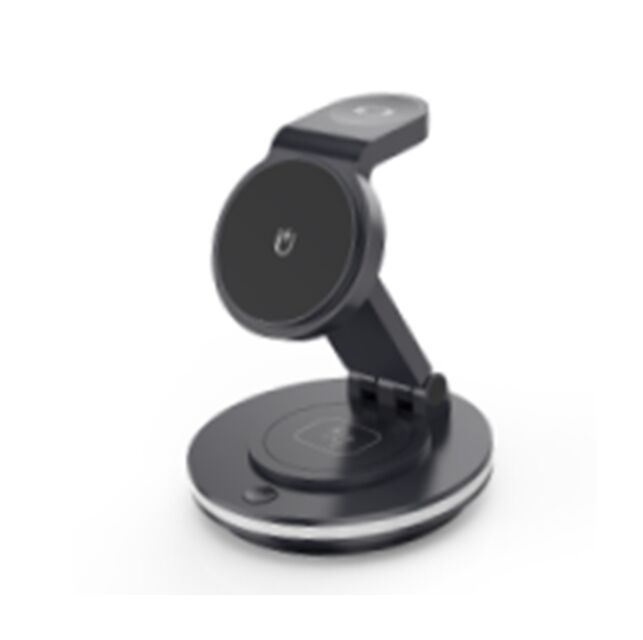 4-in-1 회전식 무선 충전기, 15W 휴대폰 + 2.5W 시계 + 3W 이어버드 + LED 무드등