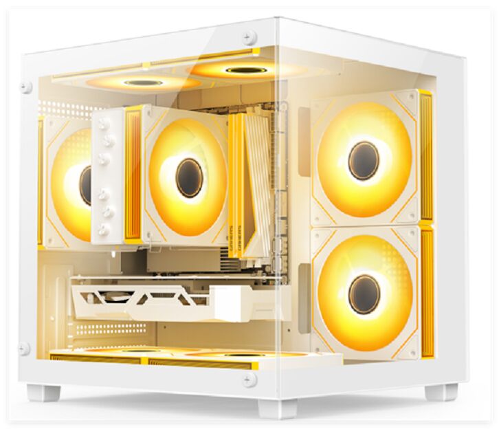 컴팩트 유리 PC 케이스, 마이크로 ATX/ITX, 240mm 물 냉각, 최고 먼지 필터, 흰색/검은